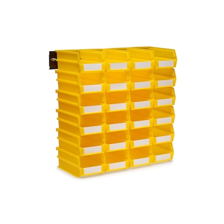 Triton Products Wall Storage Unit W/ (24) 7-3/8" L x 4-1/8" W x 3" H Yellow Bins & Wall Mount Rails 3-220YWS